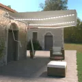 Auvent automatique avec capteur de vent et LED 600x350 cm Crème
