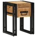 Table d'appoint  avec tiroir Noir 30x30x40 cm Bois de manguier massif