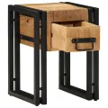 Table d'appoint  avec tiroir Noir 30x30x40 cm Bois de manguier massif