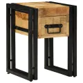 Table d'appoint  avec tiroir Noir 30x30x40 cm Bois de manguier massif