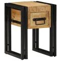 Table d'appoint  avec tiroir Noir 30x30x40 cm Bois de manguier massif