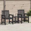Chaises de jardin 2 pcs Noir HDPE