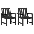 Chaises de jardin 2 pcs Noir HDPE