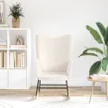 Fauteuil relaxant  en tissu crème ressemblant à de la laine