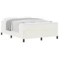 Cadre de lit Crème 140x190 cm en tissu corduroy