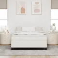 Cadre de lit Crème 140x190 cm en tissu corduroy