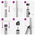 Clôture en chaîne avec 7 poteaux flanqués 1,2x10 m en acier galvanisé