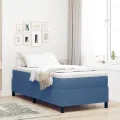 Lit à ressorts Bleu Simple en tissu velours côtelé