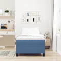 Lit à ressorts Bleu Simple en tissu velours côtelé