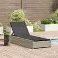 Chaise Longue Beige 60x200x27 cm Rattan Poly