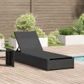 Chaise Longue Noire 60x200x27 cm en Rattan Synthétique