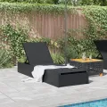 Chaise Longue Noire 60x200x27 cm en Rattan Synthétique