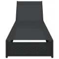 Chaise Longue Noire 60x200x27 cm en Rattan Synthétique