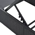 Chaise Longue Noire 60x200x27 cm en Rattan Synthétique