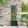 Jardinière de jardin avec treillis noir 40x40x143 cm