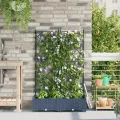 Jardinière de jardin avec treillis 2 pcs Grise 80x40x125.5 cm