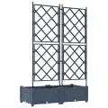 Jardinière de jardin avec treillis 2 pcs Grise 80x40x125.5 cm