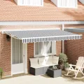 Tissu de remplacement pour auvent pour cadre de 4x2 m en anthracite et blanc