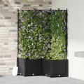 Jardinière avec treillis 3 pcs Noir 80x80x143 cm
