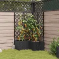 Jardinière avec treillis 3 pcs Noir 80x80x143 cm