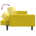 Canapé-lit à 2 places avec repose-pied jaune velours