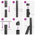 Clôture en treillis métallique avec 7 pieux d'ancrage 1,2x10 m en acier galvanisé