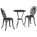 Set de Bistro de Jardin 3 Pièces en Aluminium Couleur Noir
