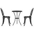 Set de Bistro de Jardin 3 Pièces en Aluminium Couleur Noir