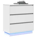 Table de chevet  avec LED Blanc 71x34,5x75 cm en bois d'ingénierie