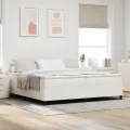 Lit Box Spring Crème 200x200 cm en Tissu Côtelé