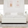 Lit Box Spring Crème 200x200 cm en Tissu Côtelé