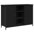 Buffet Chêne Noir 100x35x70 cm Bois d'ingénierie et Acier