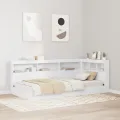 Lit bibliothèque blanc 90x190 cm en bois aggloméré