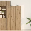 Buffet haut en chêne artisanal 40x42,5x185 cm en bois d'ingénierie