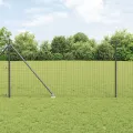 Clôture Euro avec 7 poteaux en pointe 1,2x10 m acier galvanisé gris