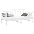 Cadre de lit jour  avec lit gigogne blanc 90x200 cm en acier
