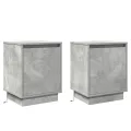 Tables de chevet avec lumières LED 2 pcs Gris béton 39x34,5x50 cm