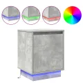 Tables de chevet avec lumières LED 2 pcs Gris béton 39x34,5x50 cm