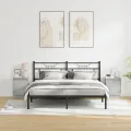 Tables de chevet avec lumières LED 2 pcs Gris béton 39x34,5x50 cm