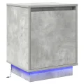 Tables de chevet avec lumières LED 2 pcs Gris béton 39x34,5x50 cm