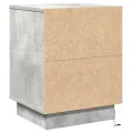 Tables de chevet avec lumières LED 2 pcs Gris béton 39x34,5x50 cm