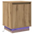 Table de chevet avec lumières LED en chêne artisan 39x34,5x50 cm