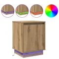 Table de chevet avec lumières LED en chêne artisan 39x34,5x50 cm