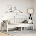 Lit Daybed avec lit tiroir blanc 100x200 cm en métal