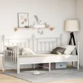 Lit jour  avec lit gigogne blanc 100x200 cm en acier