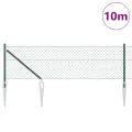 Clôture en chaîne avec 7 poteaux en pointe 0.4x10 m en acier galvanisé