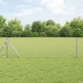 Clôture en Chaîne avec 13 Poteaux 0.4x25 m Acier Galvanisé