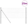 Clôture en Chaîne avec 13 Poteaux 0.4x25 m Acier Galvanisé