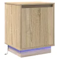 Table de chevet avec lumières LED Chêne Sonoma 39x34,5x50 cm