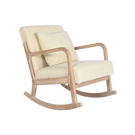 Fauteuil à Bascule Home ESPRIT Blanc Naturel Bois d'hévéa 66 x 88 x